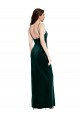 Vert foncé Fourreau Bretelles spaghetti Col Carré Velours Stretch Longue Robes demoiselle d'honneur / Robes de bal Pas Cher