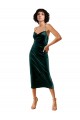 Vert foncé Fourreau Bretelles spaghetti midi Velours Stretch Courte Robes demoiselle d'honneur / Robes de soirée / Robes de cocktail Pas Cher