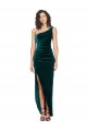 Vert foncé Fourreau Velours Stretch Longue Asymétrique Robes demoiselle d'honneur / Robes de bal Pas Cher