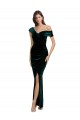 Vert foncé Fourreau Épaule Dénudée Velours Stretch Longue Asymétrique Formelles Robes demoiselle d'honneur / Robes de soirée / Robes de bal Pas Cher