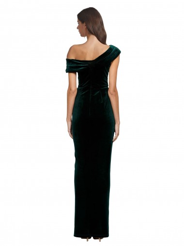 Vert foncé Fourreau Épaule Dénudée Velours Stretch Longue Asymétrique Formelles Robes demoiselle d'honneur / Robes de soirée / Robes de bal