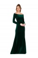 Vert foncé Fourreau Épaule Dénudée Velours Stretch Longue Formelles Robes demoiselle d'honneur / Robes de soirée / Robes de bal Pas Cher