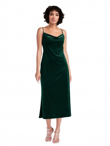 Vert foncé Fourreau midi Velours Stretch Courte Robes demoiselle d'honneur / Robes de soirée / Robes de cocktail Pas Cher
