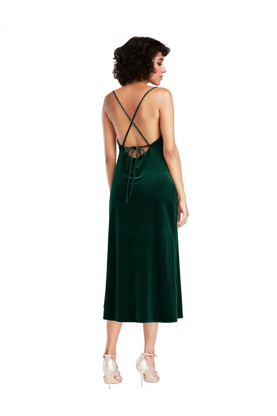 Vert foncé Fourreau midi Velours Stretch Courte Robes demoiselle d'honneur / Robes de soirée / Robes de cocktail Pas Cher