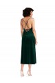 Vert foncé Fourreau midi Velours Stretch Courte Robes demoiselle d'honneur / Robes de soirée / Robes de cocktail Pas Cher