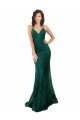 Vert foncé Sirène Col V Dentelle Longue Robes demoiselle d'honneur / Robes de bal Pas Cher