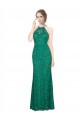 Vert foncé Sirène Licou Col Haut Dentelle Longue Robes demoiselle d'honneur / Robes de bal Pas Cher
