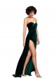 Vert foncé Trapèze Balayage train Velours Stretch Longue Robes demoiselle d'honneur / Robes de bal Pas Cher