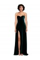 Vert foncé Trapèze Balayage train Velours Stretch Longue Robes demoiselle d'honneur / Robes de bal Pas Cher