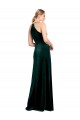 Vert foncé Trapèze Bretelles spaghetti Col bijou Velours Stretch Longue Robes demoiselle d'honneur / Robes de bal Pas Cher