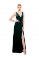 Vert foncé Trapèze Col V Velours Stretch Longue Formelles Robes demoiselle d'honneur / Robes de soirée / Robes de bal Pas Cher