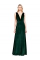 Vert foncé Trapèze Col V Velours Stretch Longue Formelles Robes demoiselle d'honneur / Robes de soirée / Robes de bal Pas Cher