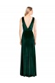 Vert foncé Trapèze Col V Velours Stretch Longue Formelles Robes demoiselle d'honneur / Robes de soirée / Robes de bal Pas Cher