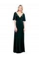 Vert foncé Trapèze Col V Velours Stretch Longue Robes demoiselle d'honneur / Robes de bal Pas Cher
