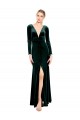 Vert foncé Trapèze Col V Velours Stretch Longue Robes demoiselle d'honneur / Robes de bal Pas Cher