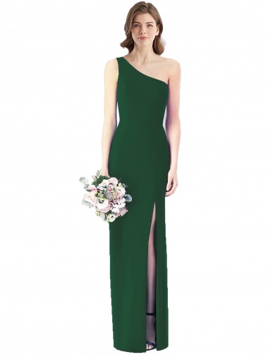Vert foncé Trompette Mousseline Longue Robes demoiselle d'honneur Pas Cher