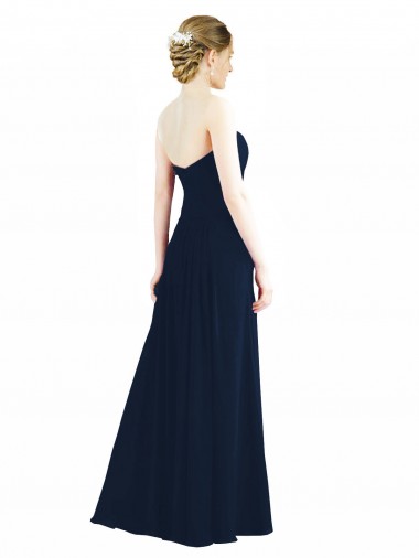 Vert fumée Trapèze Mousseline Longue Robes demoiselle d'honneur
