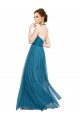 Vert sarcelle Trapèze Licou Col Haut Tulle Longue Robes demoiselle d'honneur Pas Cher