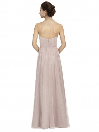 Vintage Rose Trapèze Tulle Longue Robes demoiselle d'honneur