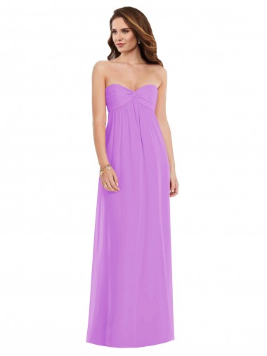 Violet Trapèze Mousseline Longue Robes demoiselle d'honneur Pas Cher