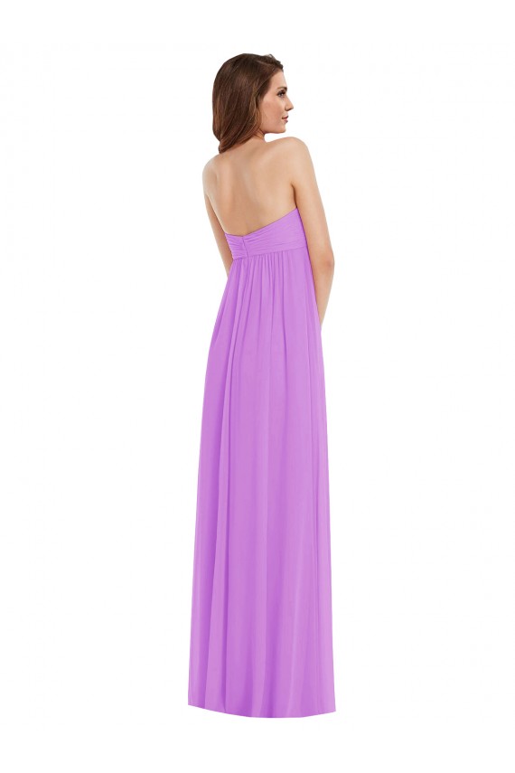 Violet Trapèze Mousseline Longue Robes demoiselle d'honneur Pas Cher